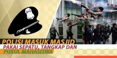 POLISI MASUK MASJID PAKAI SEPATU, TANGKAP DAN PUKUL MAHASISWA