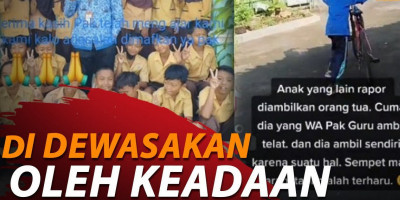 Terharu Anak SD Ambil Rapot Sendirian